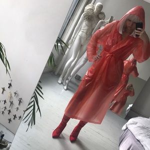 Red PVC raincoat